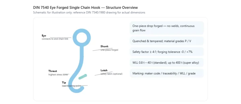 DIN 7540 Eye Forged Single Chain Hook — Structure Overview